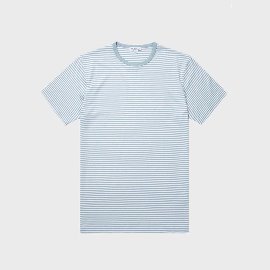 [선스펠 ]Sunspel_클래식 코튼 스트라이프 티_ Classic Cotton Stripe T-Shirt -White/Blue Jeans English Stripe
