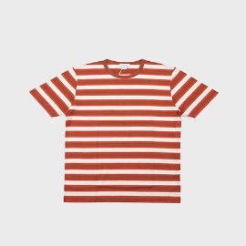 [선스펠 ]Sunspel_클래식 코튼 스트라이프 티_ Classic Cotton Stripe T-Shirt -spice/burnt orange/ecru summer stripe